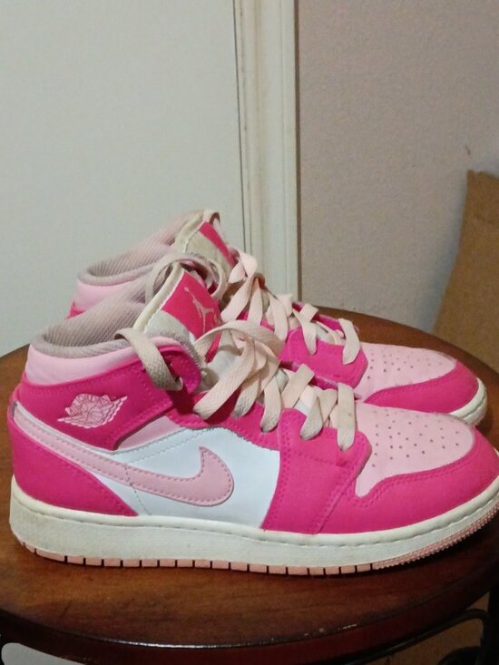 Jordan Other - Nike Air Jordan 1 Mid Shoes Youth Kids Size 4Y Fierce Pink Barbie FD8780-116